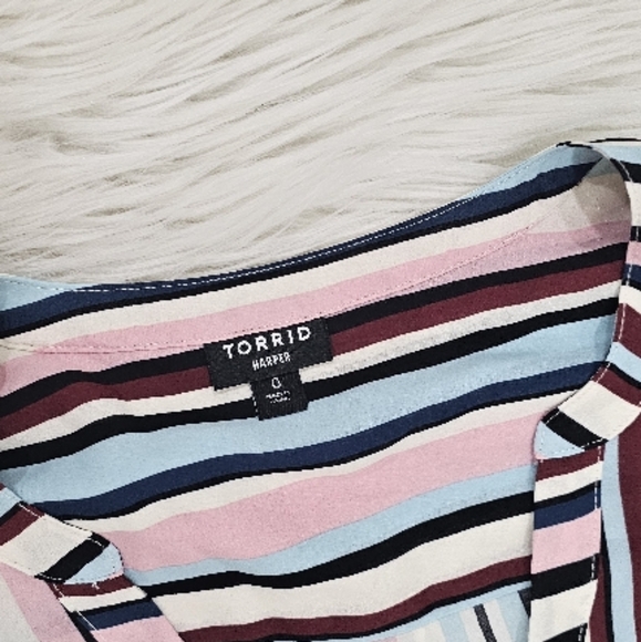 Torrid harper georgette striped 3/4 sleeve blouse - Picture 3 of 7